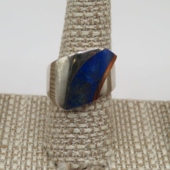 Jay King Desert Rose Trading Lapis Sterling Silver Copper Ring Size 10 - Picture 2 of 8
